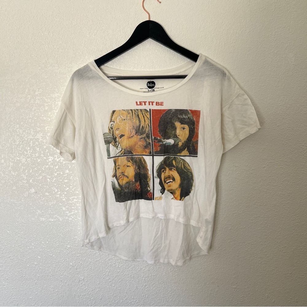 The Beatles White Graphic Women's Top